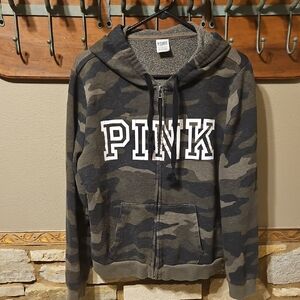 PINK Camo Zip-Up Hoodie Size XL